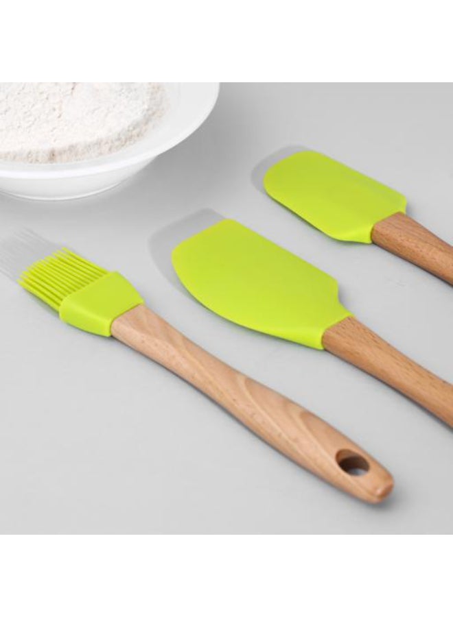 Royalford 3Pcs Silicone Tools Set With Wooden Handle Multicolor - Image 2
