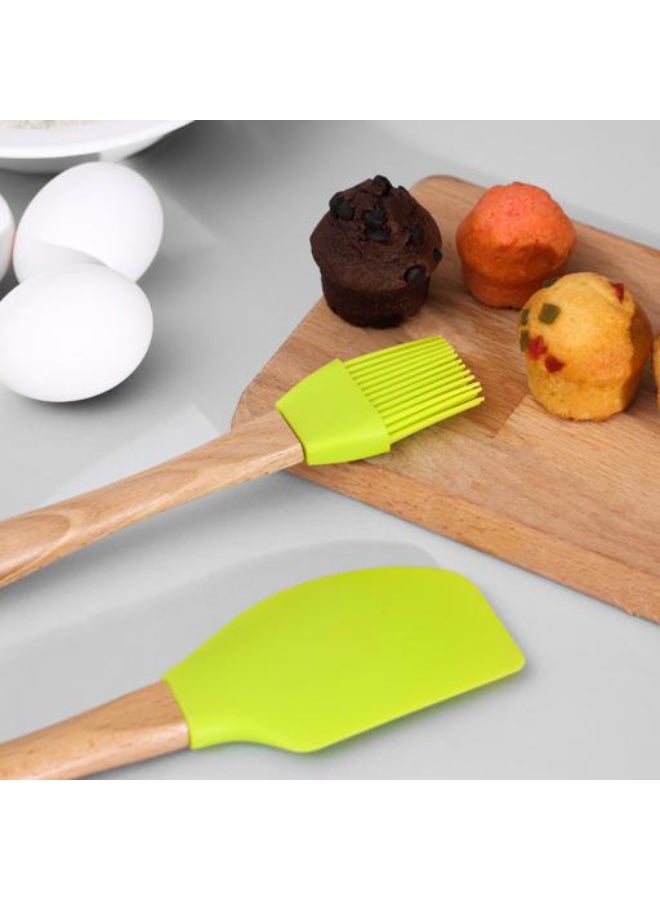 Royalford 3Pcs Silicone Tools Set With Wooden Handle Multicolor - Image 3