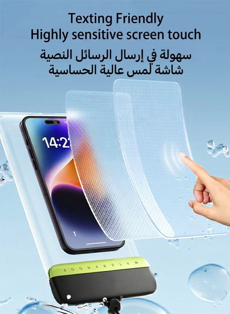 عبوة من غلافين مقاومين للماء للهاتف، حاصلان على شهادة IPX8 لمقاومة الماء حتى عمق 30 مترًا، غلافات عالمية مقاومة للماء للهاتف المحمول، حقيبة جافة للهاتف المحمول، تناسب الهواتف التي يصل حجمها إلى 7.2 بوصة، متوافقة مع أجهزة iPhone 16/15/14/13/12 Pro Max و Samsung Galaxy S24/S23/S22 Ultra، للاستخدام أثناء السباحة وعلى الشاطئ (شفاف) - Image 3