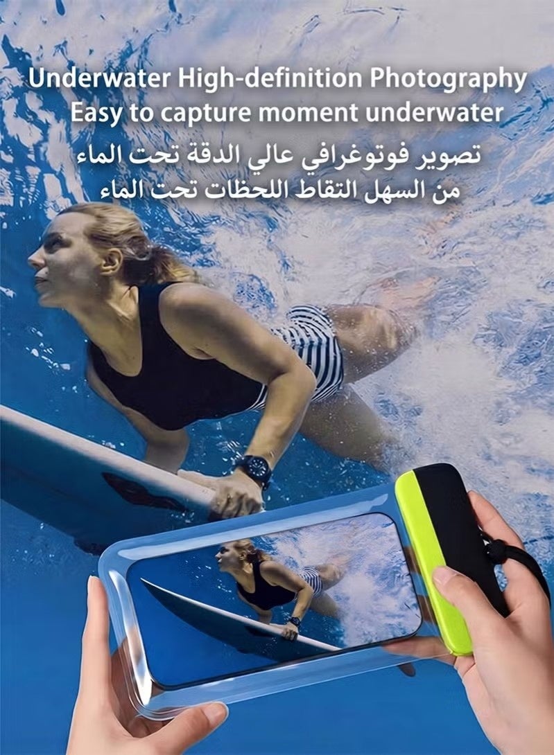 عبوة من غلافين مقاومين للماء للهاتف، حاصلان على شهادة IPX8 لمقاومة الماء حتى عمق 30 مترًا، غلافات عالمية مقاومة للماء للهاتف المحمول، حقيبة جافة للهاتف المحمول، تناسب الهواتف التي يصل حجمها إلى 7.2 بوصة، متوافقة مع أجهزة iPhone 16/15/14/13/12 Pro Max و Samsung Galaxy S24/S23/S22 Ultra، للاستخدام أثناء السباحة وعلى الشاطئ (شفاف) - Image 2
