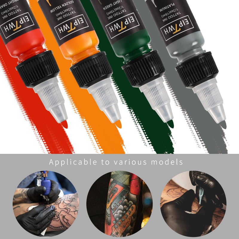 EIPTWH 14 Colors Tattoo Ink Set,15ml 1/2oz Tattoo Ink Colors Set for Outlining&Shading,Professionals Tattoo Pigments for Tattoo Body Art - Image 2