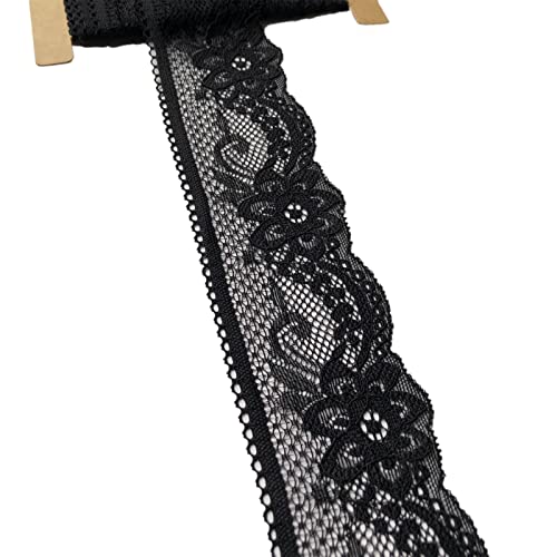 LUMKET Olive Lace Black Stretch Lace 2 Inches Wide for Bridal Wedding Decorations, Sewing DIY Making and DIY Crafts- 5 Yards (1775 Black) - Image 5