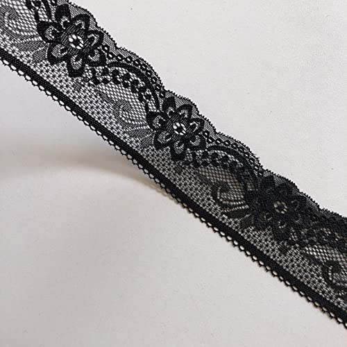 LUMKET Olive Lace Black Stretch Lace 2 Inches Wide for Bridal Wedding Decorations, Sewing DIY Making and DIY Crafts- 5 Yards (1775 Black) - Image 3