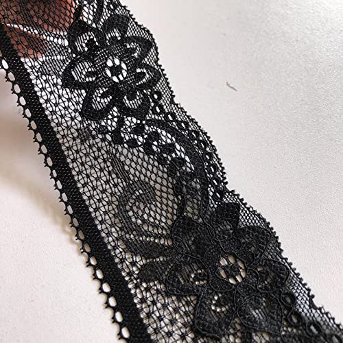 LUMKET Olive Lace Black Stretch Lace 2 Inches Wide for Bridal Wedding Decorations, Sewing DIY Making and DIY Crafts- 5 Yards (1775 Black) - Image 2