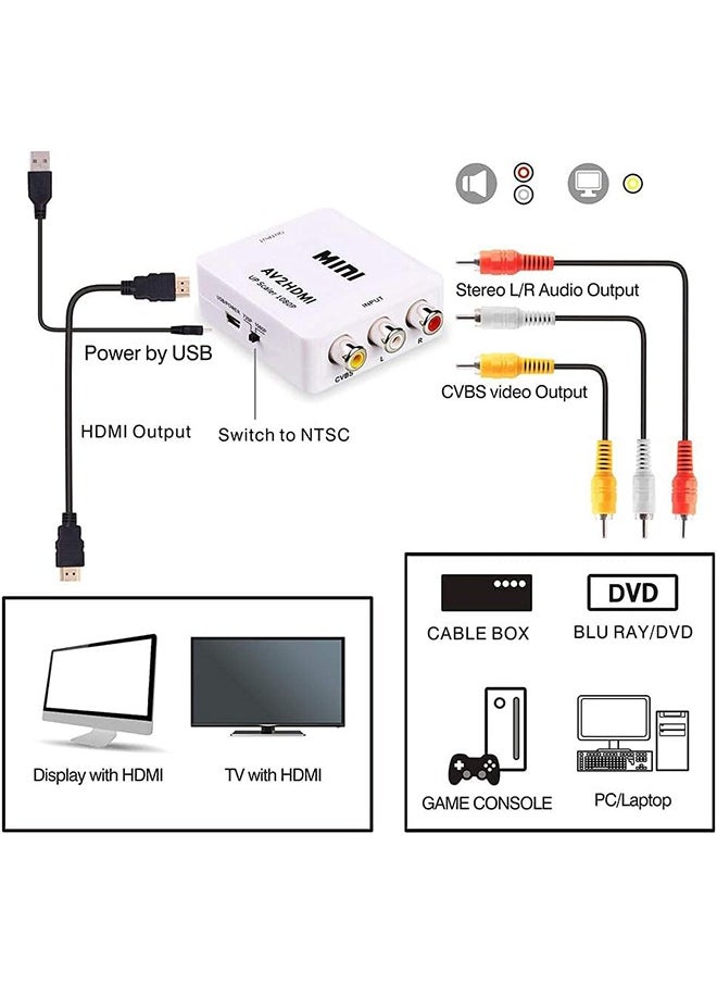 joyzzz - HDMI Converter, Rca Hdmi, Av HDMI Converter, Mini Rca Composite Cvbs, Rca Composite Cvbs Video, Audio Converter Adapter Supporting, Converter Adapter Supporting Palntsc, Composite Cvbs Video Audio - Image 1