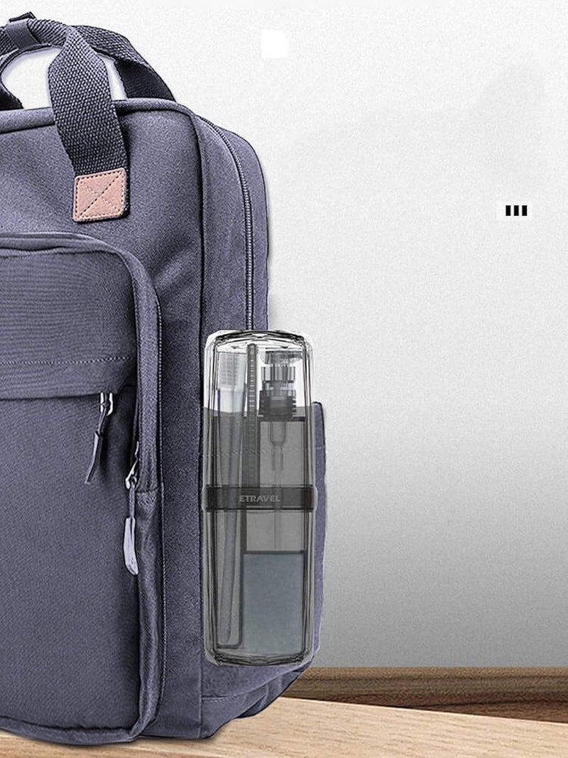 Snivy Snivy Toothbrush Travel Case, Portable Travel Kit 7 in 1, Toothbrush & Toothpaste Holder, Shampoo & Shower Gel Dispenser with Double Leak Proof, Comes with Towel & Foldable Comb  - Image 4