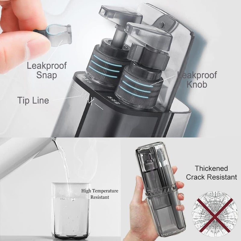 Snivy Snivy Toothbrush Travel Case, Portable Travel Kit 7 in 1, Toothbrush & Toothpaste Holder, Shampoo & Shower Gel Dispenser with Double Leak Proof, Comes with Towel & Foldable Comb  - Image 3