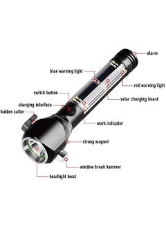 GREEVA GREEVA Aluminium 7 Mode Solar with USB LED Rechargeable Torch Light Long Distance Torch Flashlight Power Bank Car Emergency Window Breaker Seatbelt Cutter Magnet Cutter Compass  - Image 4
