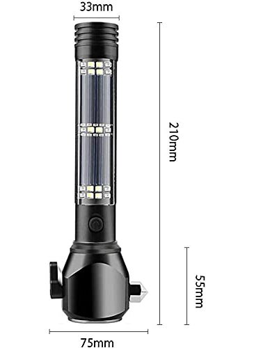 GREEVA GREEVA Aluminium 7 Mode Solar with USB LED Rechargeable Torch Light Long Distance Torch Flashlight Power Bank Car Emergency Window Breaker Seatbelt Cutter Magnet Cutter Compass  - Image 2