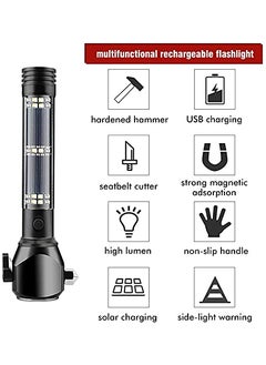 GREEVA GREEVA Aluminium 7 Mode Solar with USB LED Rechargeable Torch Light Long Distance Torch Flashlight Power Bank Car Emergency Window Breaker Seatbelt Cutter Magnet Cutter Compass  - Image 3