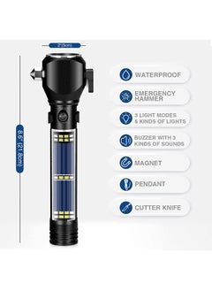 GREEVA GREEVA Aluminium 7 Mode Solar with USB LED Rechargeable Torch Light Long Distance Torch Flashlight Power Bank Car Emergency Window Breaker Seatbelt Cutter Magnet Cutter Compass  - Image 5
