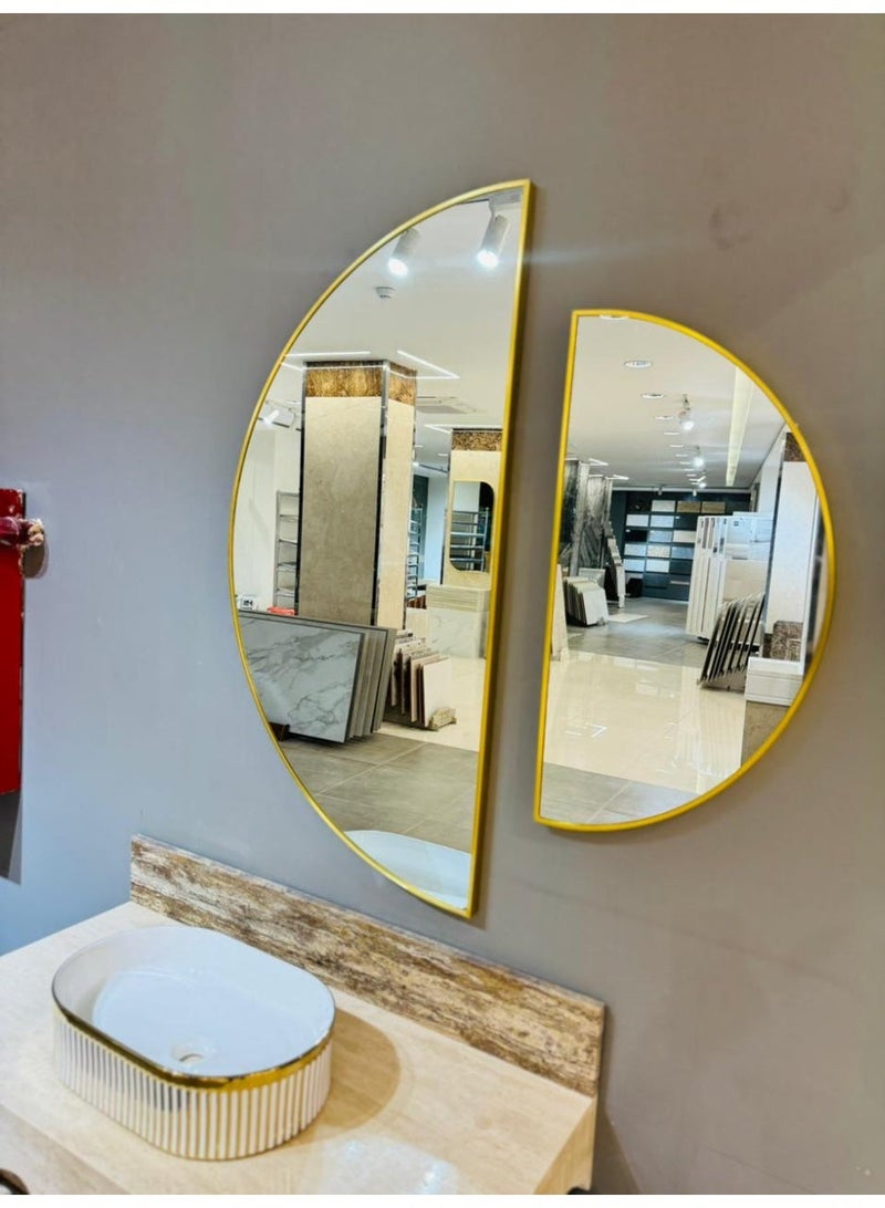 Glass Corner Half round Mirrors 60x120 - Gold - Image 2