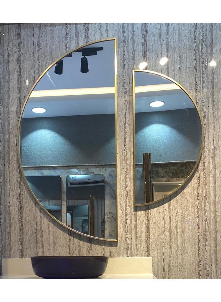 Glass Corner Half round Mirrors 60x120 - Gold - Image 1