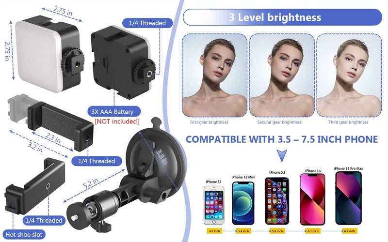 LenTok Suction Cup Mirror Phone Holder with Light, Travel Wall Phone Camera Mount for Makeup Content Creator Essentials, Mirror Tripod for Bathroom Kitchen Compatile with All Smooth Surface - Image 5