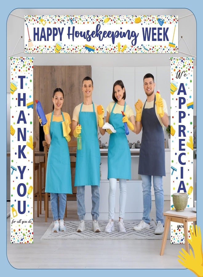 Tingjoo 3 Pcs Happy Housekeeping WeekBanner Thank for All You Do We Appreciate You Banner for Custodial Staff Housekeeper EVS Nurse Veterans - Image 3