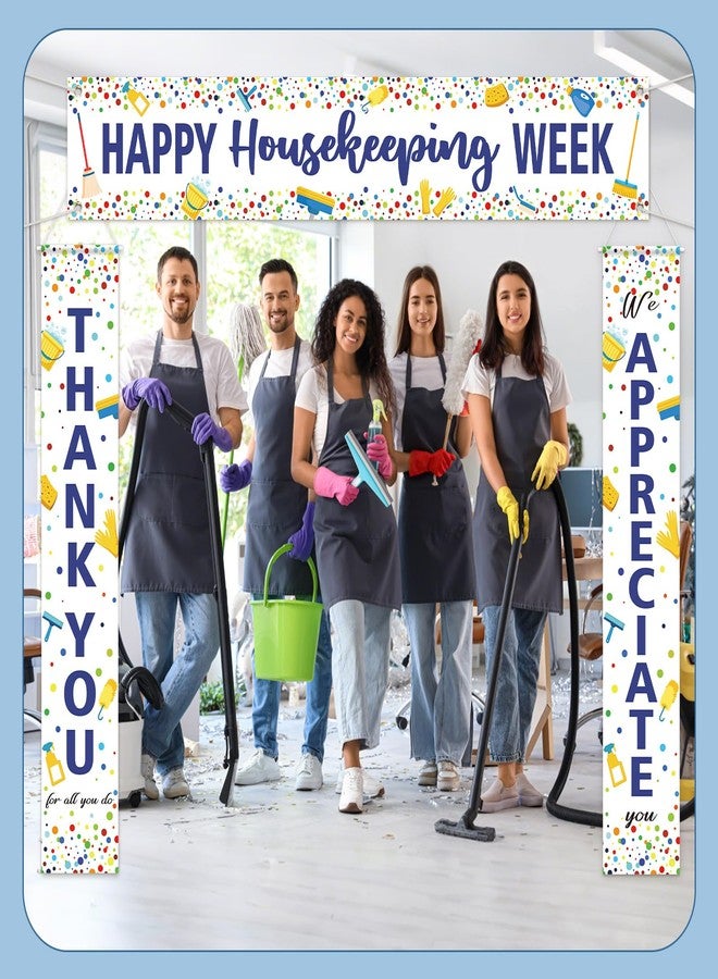 Tingjoo 3 Pcs Happy Housekeeping WeekBanner Thank for All You Do We Appreciate You Banner for Custodial Staff Housekeeper EVS Nurse Veterans - Image 4
