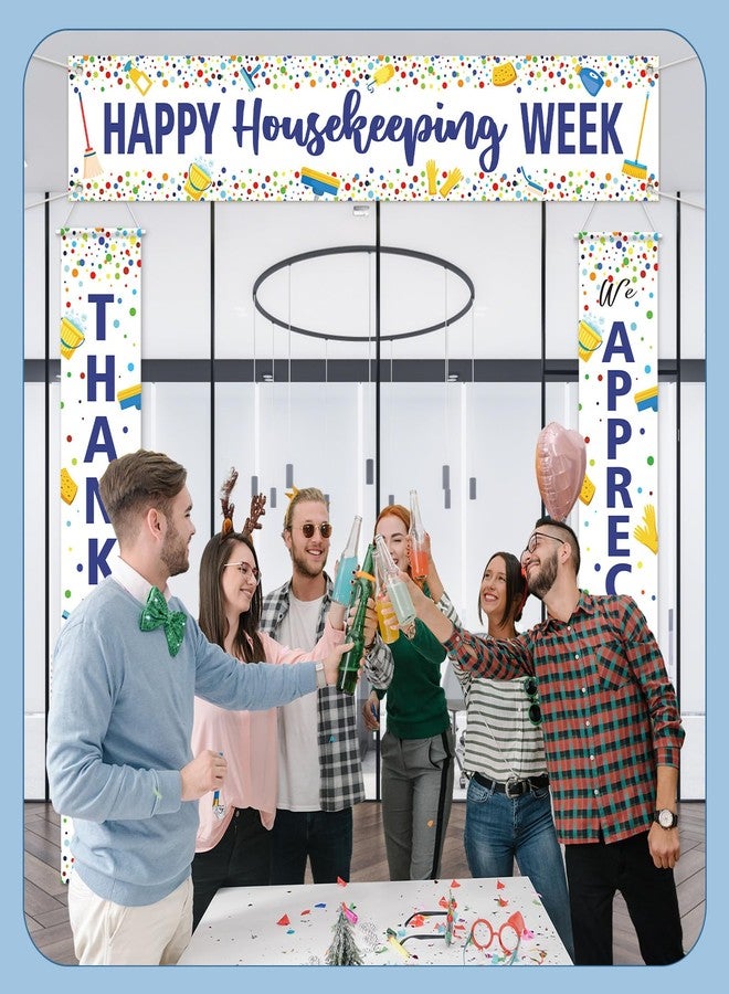 Tingjoo 3 Pcs Happy Housekeeping WeekBanner Thank for All You Do We Appreciate You Banner for Custodial Staff Housekeeper EVS Nurse Veterans - Image 5