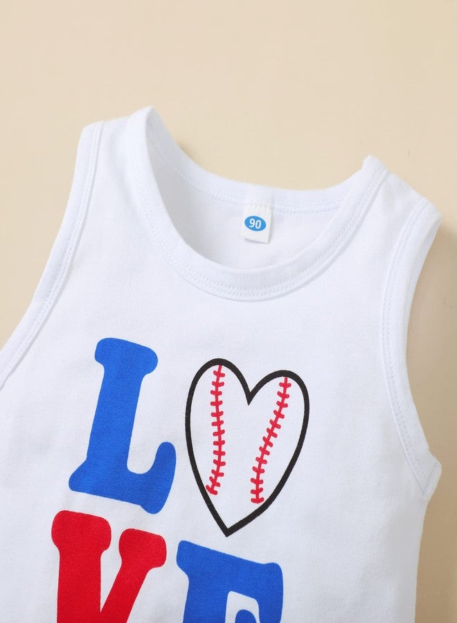 Magic Park 6M-8Y Girls Baseball Short Set Outfits Toddler Love Baseball Vest Shirt Tops Short Pants Kids Summer Clothes (0043-baseball, 3-4 Years Old) - Image 3