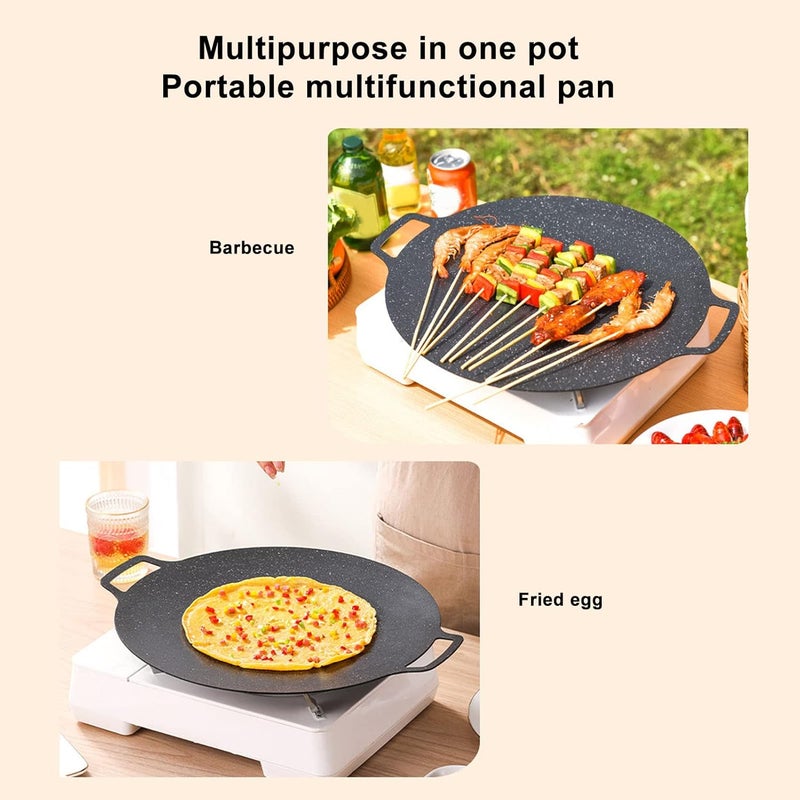 klarako Korean BBQ Grill Non Stick Circular Frying Pan Korean BBQ Plate Barbecue Grill Barbecue Plate for Home Outdoor Stove (Gas Type 30cm) - Image 3