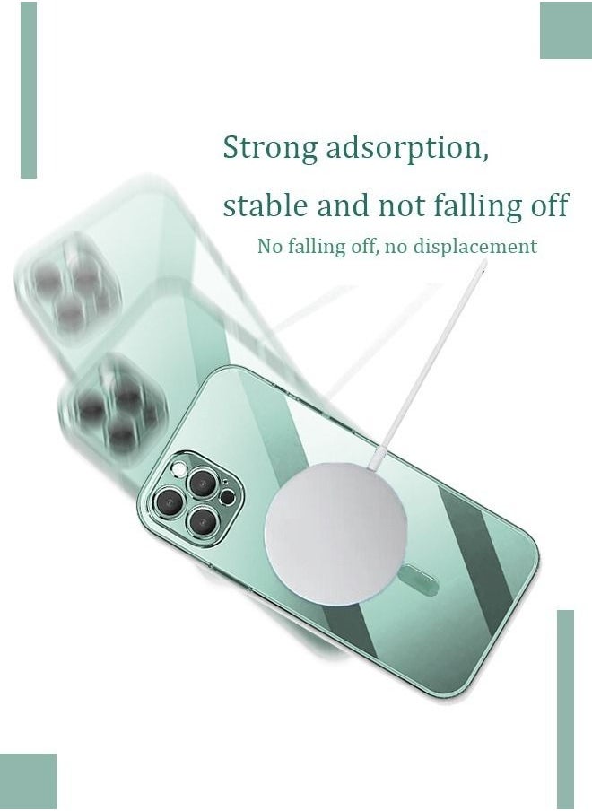 Generic - IPhone 14 Pro Max Magnetic Case Support Magsafe Charger Wireless Anti-Scratch Shockproof Clear Four Corner Cushion Screen Protector Anti-Dropping Full Body Protection Cover Green - Image 1