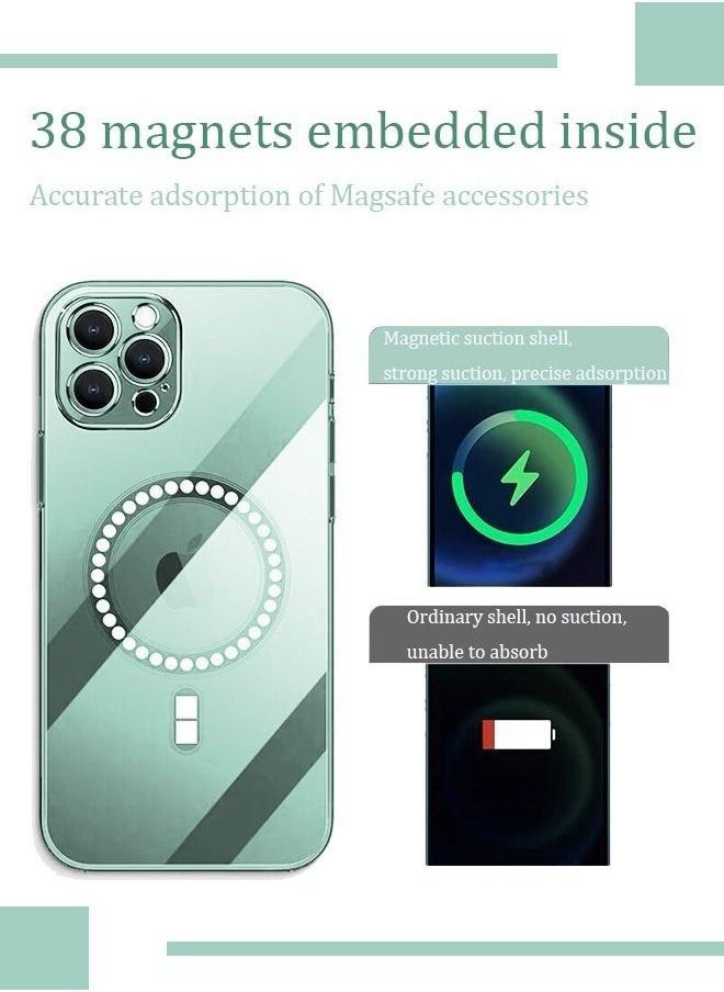 Generic - IPhone 14 Pro Max Magnetic Case Support Magsafe Charger Wireless Anti-Scratch Shockproof Clear Four Corner Cushion Screen Protector Anti-Dropping Full Body Protection Cover Green - Image 1