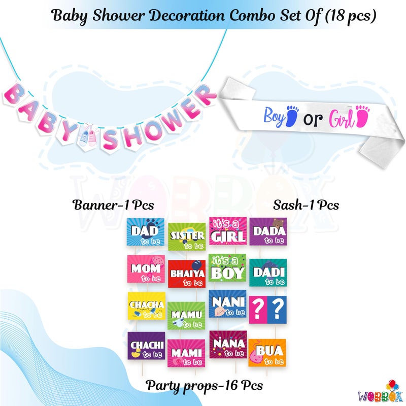 Wobbox Baby Shower Decoration Items| Baby Shower Ceremony Photo Booth Props for Photoshoot, Baby Shower Banner& Mom to Be Sash, Godh Bharai Ceremony Decoration Kit-(FP4720) - Image 2
