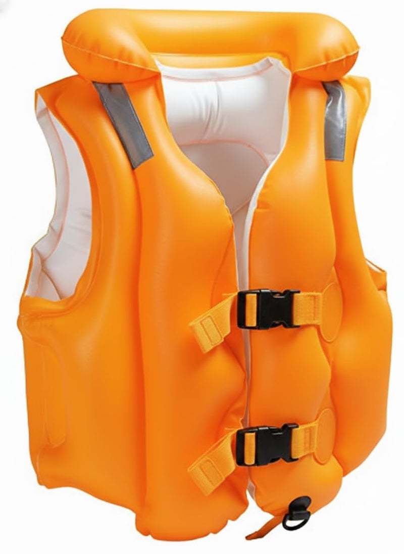 Enorme Swim Vest for Kids | Adjustable Inflatable Floating Jacket | Swimming Aid for Children | Durable PVC Life Vest with Double Buckle & Neck Support | Ideal for Pool & Beach Use - (Pack of - 1) - Image 5