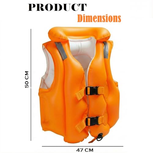 Enorme Swim Vest for Kids | Adjustable Inflatable Floating Jacket | Swimming Aid for Children | Durable PVC Life Vest with Double Buckle & Neck Support | Ideal for Pool & Beach Use - (Pack of - 1) - Image 3