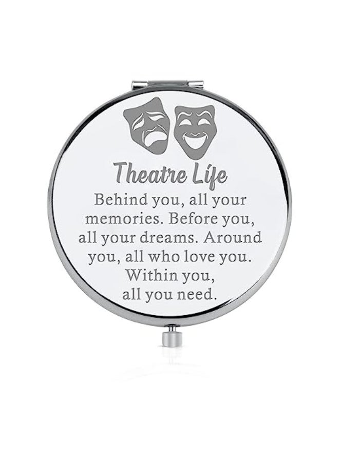 FEELMEM Theatre Life Compact Mirror Drama Mirror Actor Performer Gift Thespian Gift Theatre Mask Charm Mirror - Image 1