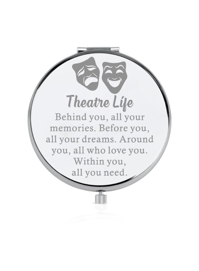 FEELMEM Theatre Life Compact Mirror Drama Mirror Actor Performer Gift Thespian Gift Theatre Mask Charm Mirror - Image 2