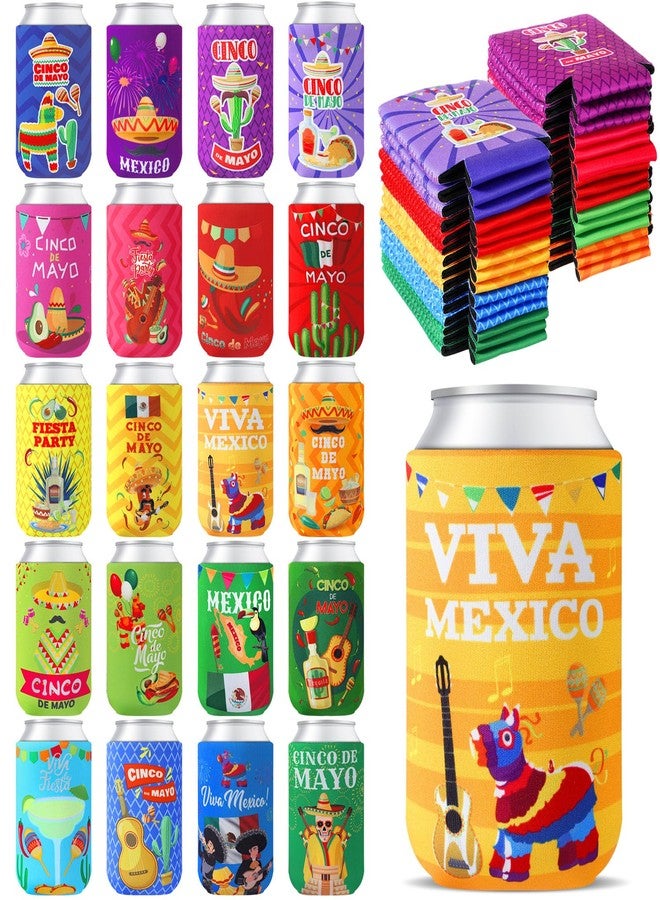 Funnymoom مجموعة Funnymoom المكونة من 60 قطعة من أغطية تبريد علب المشروبات لحفلات المكسيك، مثالية لحفلات توديع العزوبية، سعة 12 أونصة، مصنوعة من النيوبرين المعزول، مناسبة لمستلزمات حفلات سينكو دي مايو المكسيكية (جديدة). - Image 1