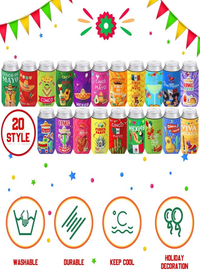 Funnymoom مجموعة Funnymoom المكونة من 60 قطعة من أغطية تبريد علب المشروبات لحفلات المكسيك، مثالية لحفلات توديع العزوبية، سعة 12 أونصة، مصنوعة من النيوبرين المعزول، مناسبة لمستلزمات حفلات سينكو دي مايو المكسيكية (جديدة). - Image 4