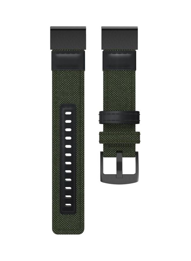 NIBEMINENT Canvas and Leather Wrist Strap Watch Band for Garmin Fenix5x Plus Fenix3 Green - Image 4