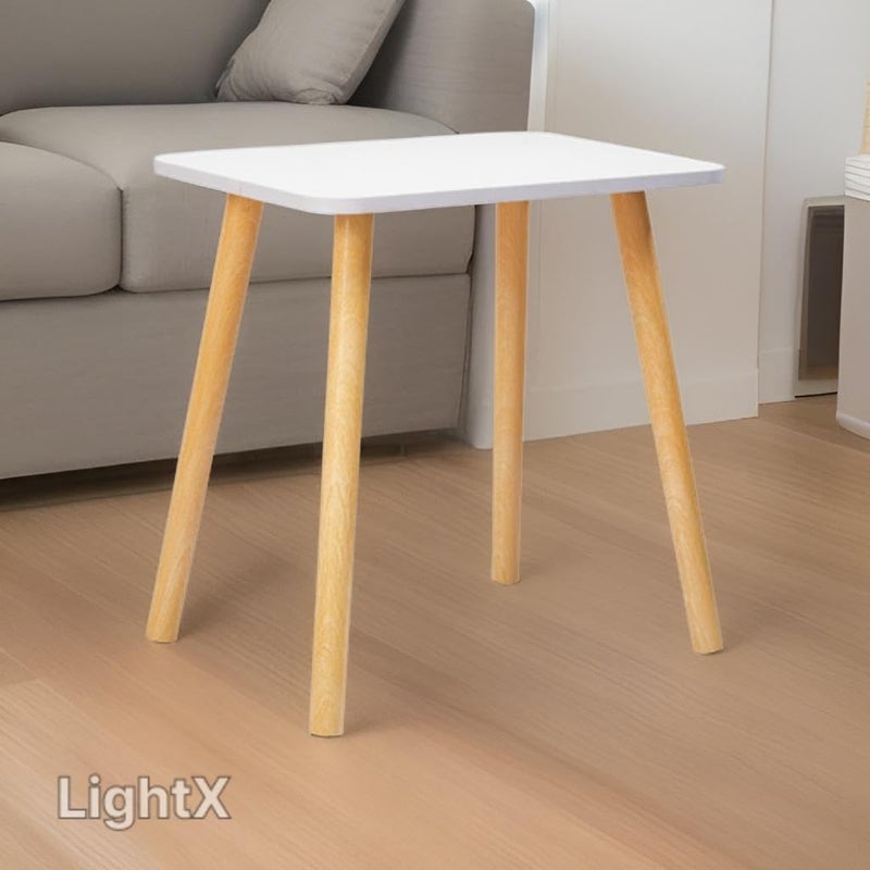 TARKAN Small Modern Wooden End Table for Living Room Home Office Easy Assembly White 30x40cm Rectangle - Image 2
