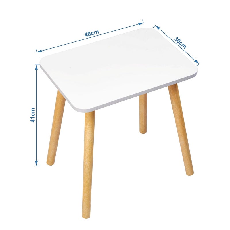 TARKAN Small Modern Wooden End Table for Living Room Home Office Easy Assembly White 30x40cm Rectangle - Image 3