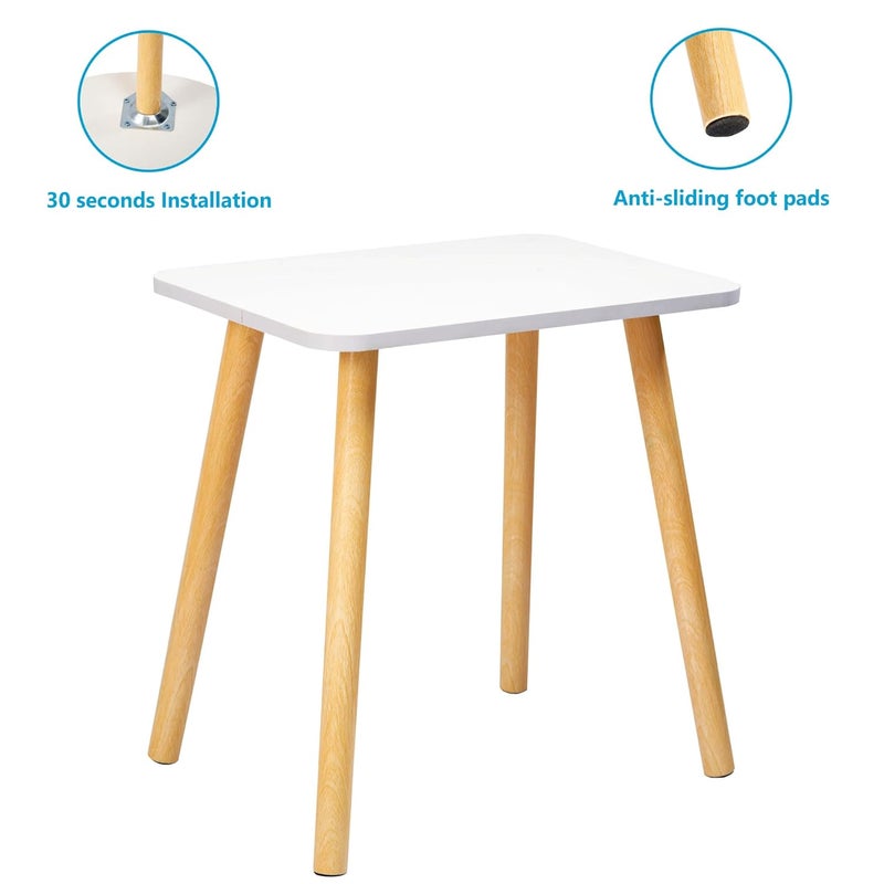 TARKAN Small Modern Wooden End Table for Living Room Home Office Easy Assembly White 30x40cm Rectangle - Image 4