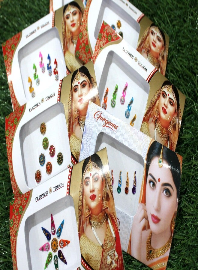 GRI9 12 Combo Bindi Packs All in One- Multicolored Face Jewels Bindi Stickers Indian Forehead Tika - Image 3