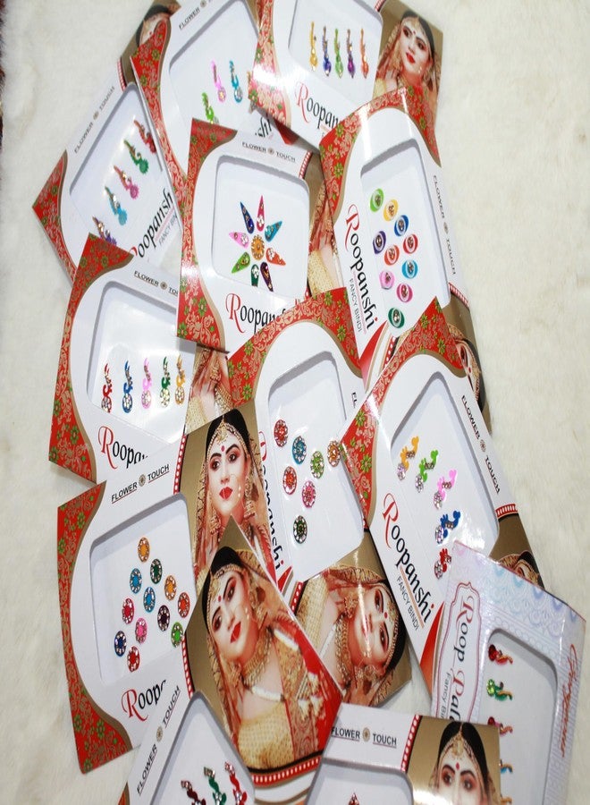 GRI9 12 Combo Bindi Packs All in One- Multicolored Face Jewels Bindi Stickers Indian Forehead Tika - Image 1