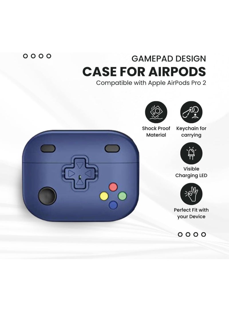New Collection Compatible with AirPods 4th Generation Case Cover, Soft Skin Silicone Protective Special Design Game Console Design Case Cover with Keychain for AirPods 4 2025 Charging (Game Blue)