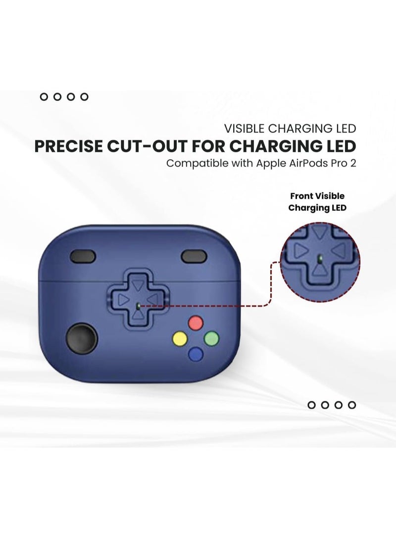 New Collection Compatible with AirPods 4th Generation Case Cover, Soft Skin Silicone Protective Special Design Game Console Design Case Cover with Keychain for AirPods 4 2025 Charging (Game Blue)