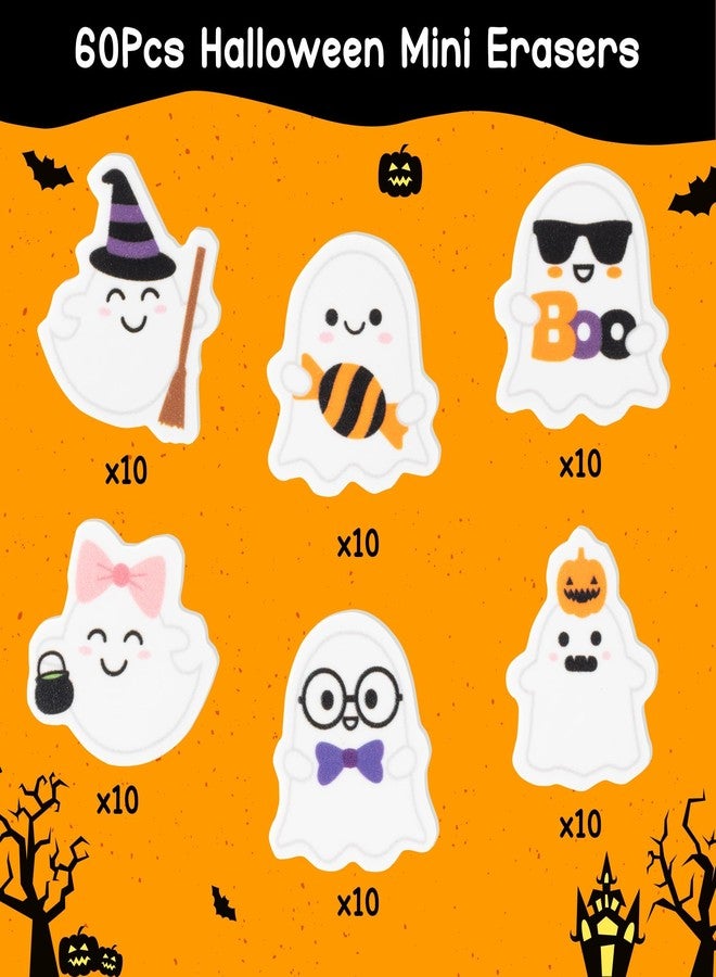 ANGOLIO 60Pcs Halloween Ghost Mini Eraser for Kids Bulk Spooky Ghost Cute Pencil Rubber Erasers Stationary School Classroom Rewards Gifts Halloween Party Game Goody Bag Fillers Birthday Party Favors - Image 3