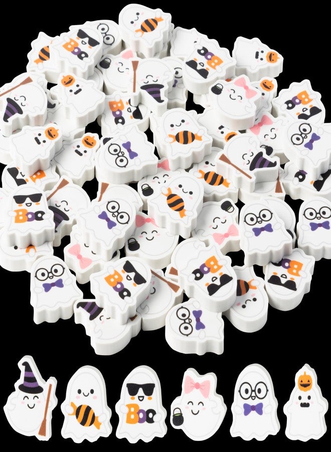 ANGOLIO 60Pcs Halloween Ghost Mini Eraser for Kids Bulk Spooky Ghost Cute Pencil Rubber Erasers Stationary School Classroom Rewards Gifts Halloween Party Game Goody Bag Fillers Birthday Party Favors - Image 1