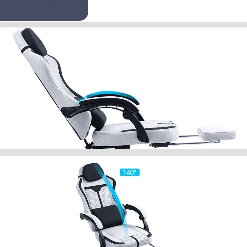 Gaming Chair With Footrest - Fabric Office Chair Linkage Armrests, High Back Ergonomic Computer Design, Lumbar Support (black Gray) - Image 4