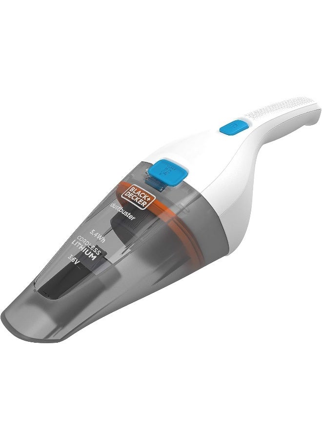 BLACK+DECKER Cordless Handheld Portable Vacuum Cleaner, 3.6V, Lithium-Ion Battery 1.5Ah, 8AW Suction Power, 325ml Visible Dirt Bowl, Quick and Easy Cleaning, 5.4 W NVC115JL-B5 White/Grey - Image 1