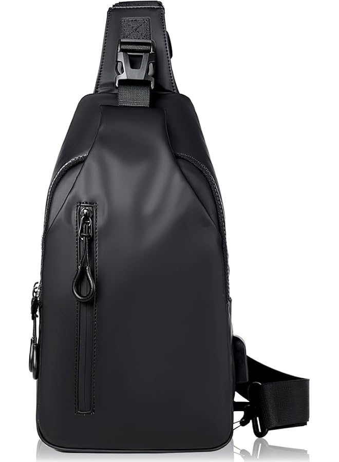 PROMASS حقائب سلاينغ، حقيبة صدر، حقيبة ظهر، حقيبة كتف، حقائب عبر الجسم مع منفذ شحن USB، حقائب خارجية للرجال مقاومة للماء، حقائب سلاينغ خفيفة الوزن للرياضة والسفر - Image 1