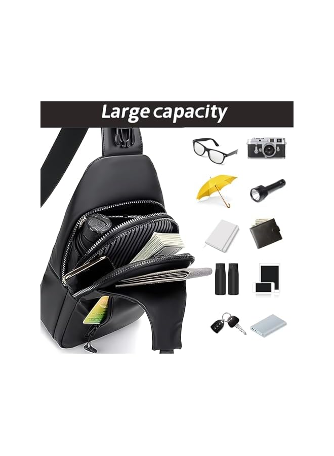 PROMASS حقائب سلاينغ، حقيبة صدر، حقيبة ظهر، حقيبة كتف، حقائب عبر الجسم مع منفذ شحن USB، حقائب خارجية للرجال مقاومة للماء، حقائب سلاينغ خفيفة الوزن للرياضة والسفر - Image 2