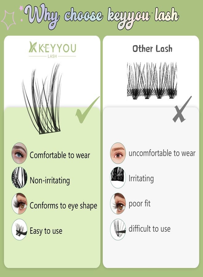 KEYYOU LASH Extension Kit 144Pcs Angel Lash Clusters Kit Thick Eyelash Extension Kit with Glue and Seal,Tweezers,Remover for DIY lash extension kit at Home（Kit-Angel A08-D-8-18MIX） - Image 4