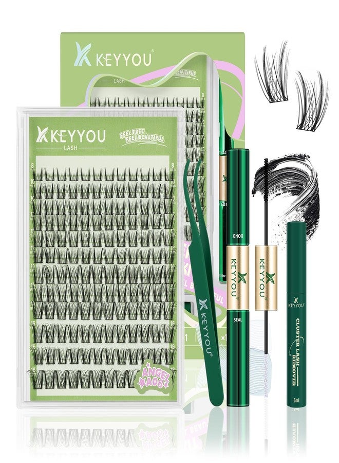 KEYYOU LASH Extension Kit 144Pcs Angel Lash Clusters Kit Thick Eyelash Extension Kit with Glue and Seal,Tweezers,Remover for DIY lash extension kit at Home（Kit-Angel A08-D-8-18MIX） - Image 1