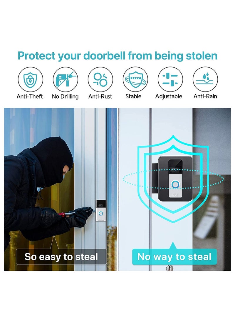 Anti-Theft Video Doorbell Door Mount, for Ring Doorbell Mount for Apartment, Doorbell No-Drill Mount Fit for Most Video Doorbell, Ring Doorbell Holder for Apartment Door, Doorbell Bracket  - Image 3