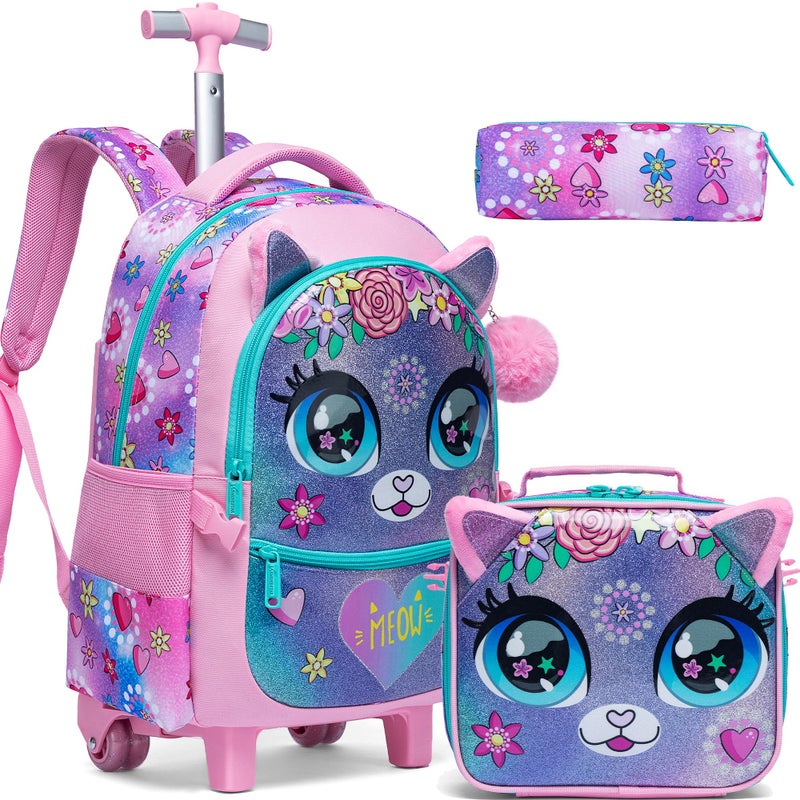 Meetbelify Rolling Backpack for Girls Backpacks with Wheels for Elementary School Students Kids 2 in 1 Travel Luggage Suitcase for Girls Age 810 - Image 2